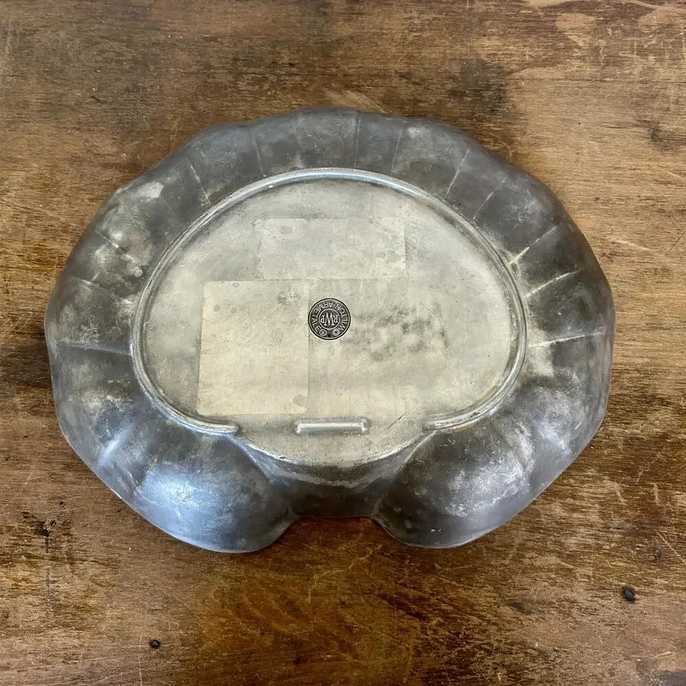 Vintage Solid Pewter Shell Tray | Clam Shell Serving Platter | Cottagecore